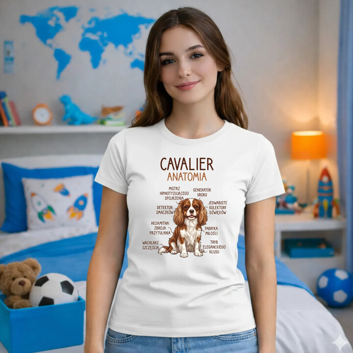 Cavalier - anatomia - damska koszulka na prezent