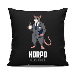 Korpo-szczurek - czarna poduszka na prezent