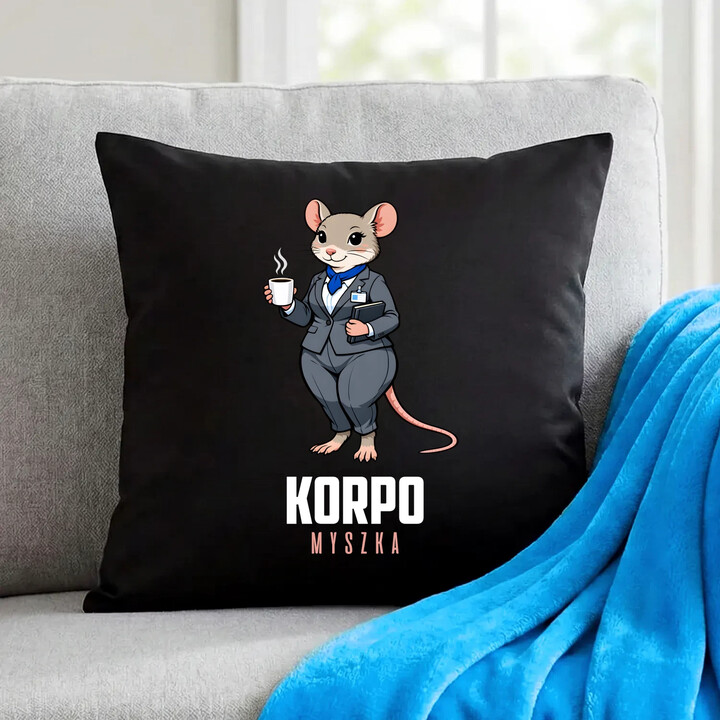 Korpo-myszka - czarna poduszka na prezent