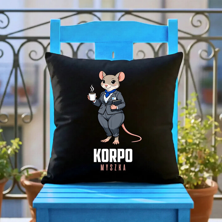 Korpo-myszka - czarna poduszka na prezent