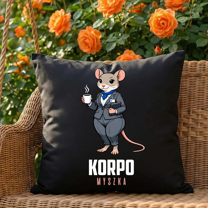 Korpo-myszka - czarna poduszka na prezent