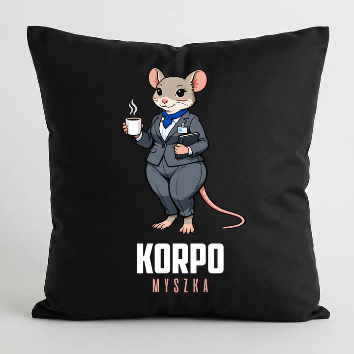 Korpo-myszka - czarna poduszka na prezent
