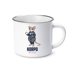 Korpo-myszka - kubek emaliowany na prezent