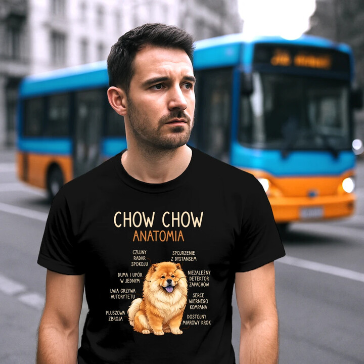 Chow chow - anatomia - męska koszulka na prezent