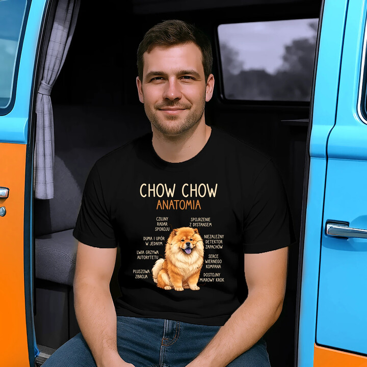 Chow chow - anatomia - męska koszulka na prezent