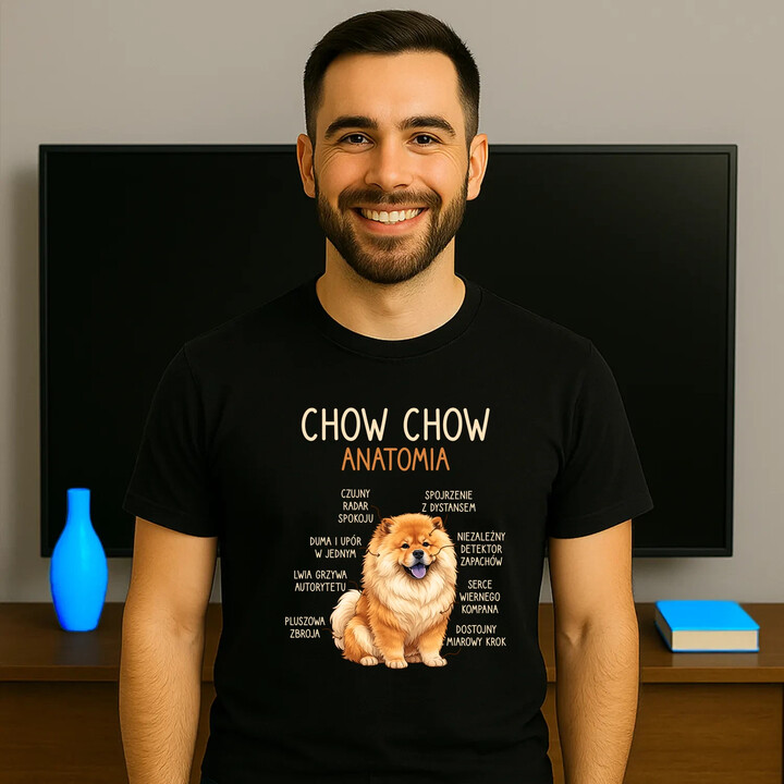Chow chow - anatomia - męska koszulka na prezent