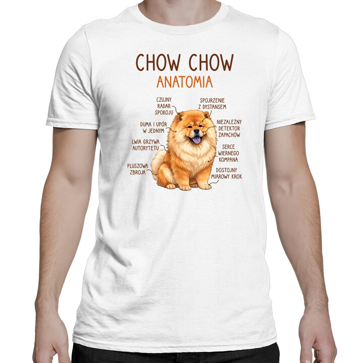 Chow chow - anatomia - męska koszulka na prezent