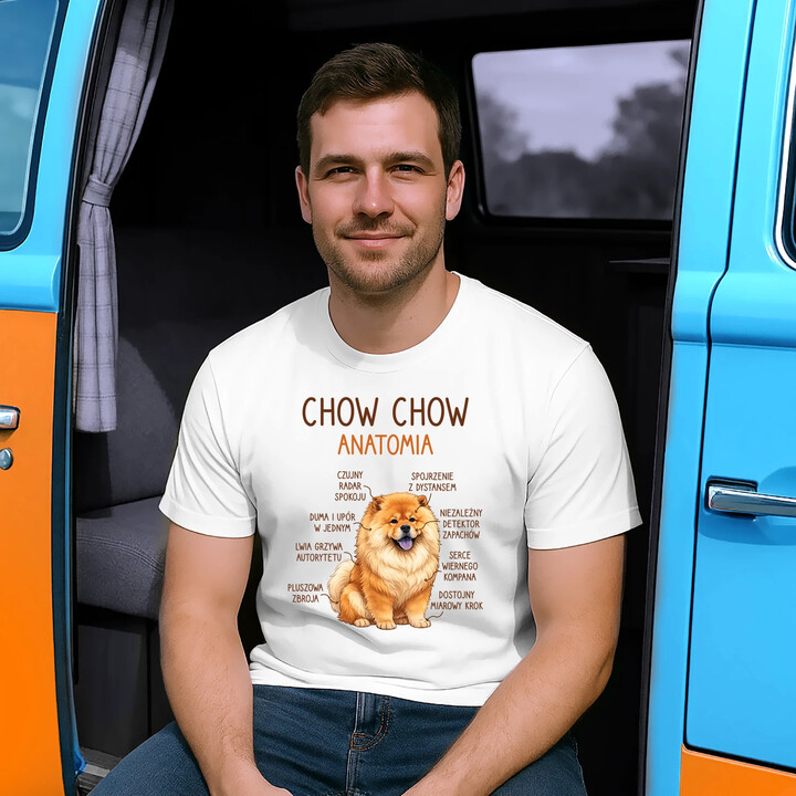 Chow chow - anatomia - męska koszulka na prezent