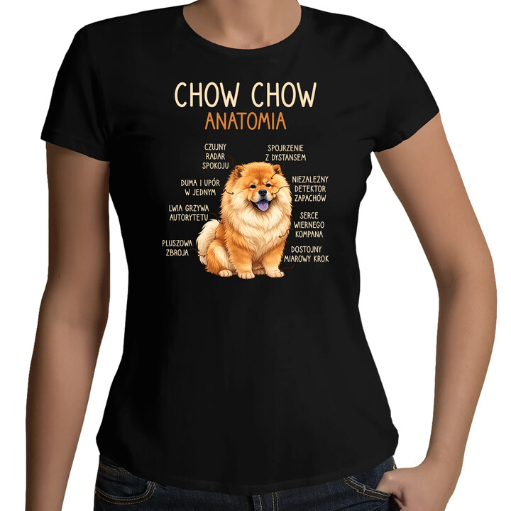 Chow chow - anatomia - damska koszulka na prezent