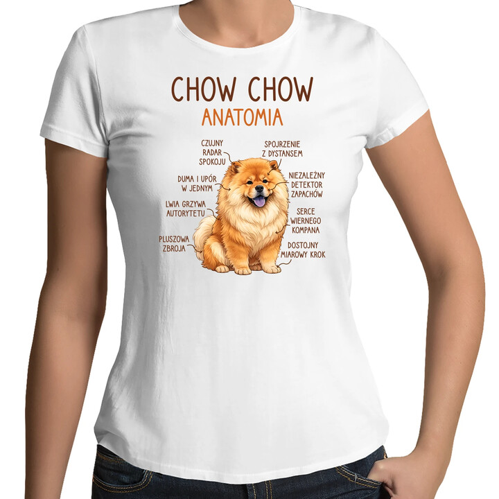 Chow chow - anatomia - damska koszulka na prezent