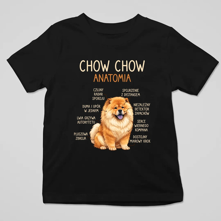 Chow chow - anatomia - dziecięca koszulka na prezent