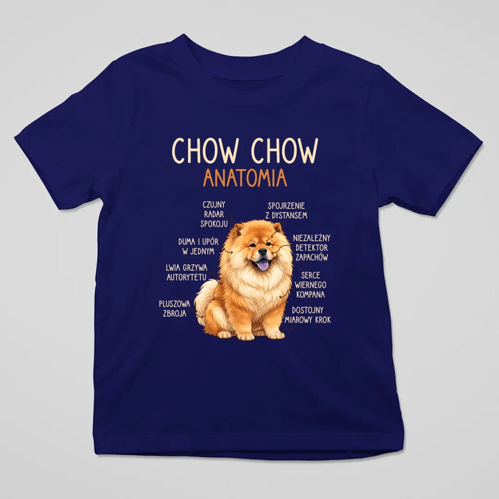 Chow chow - anatomia - dziecięca koszulka na prezent