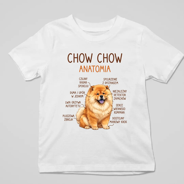 Chow chow - anatomia - dziecięca koszulka na prezent