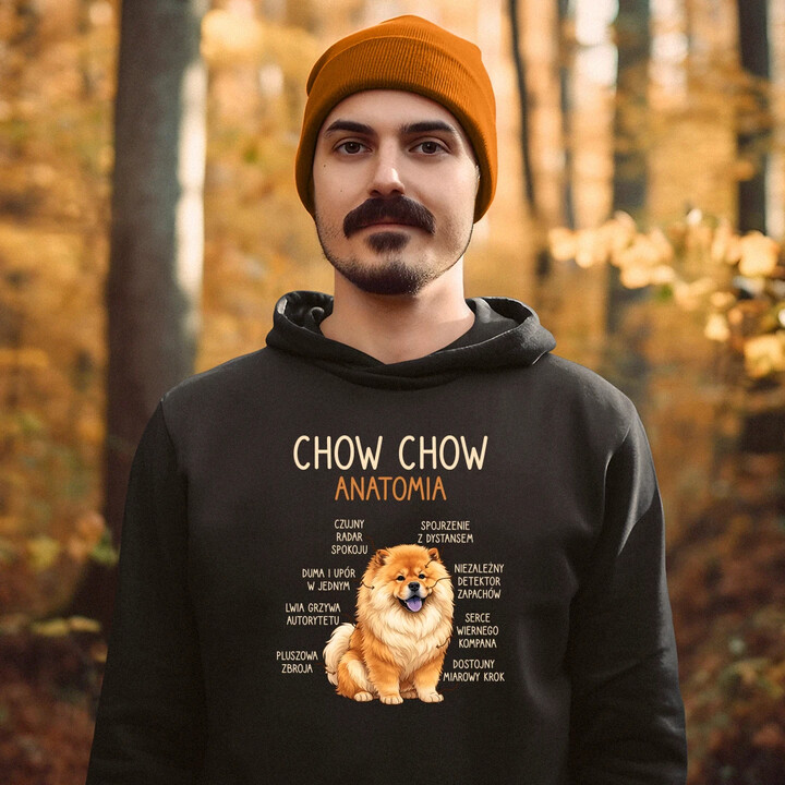 Chow chow - anatomia - męska bluza na prezent