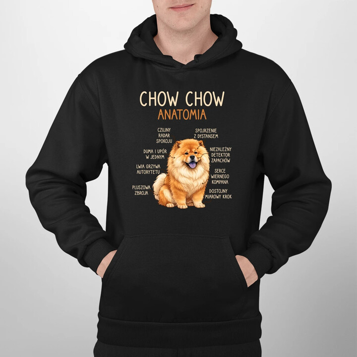 Chow chow - anatomia - męska bluza na prezent