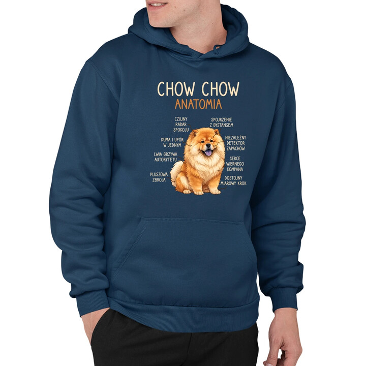 Chow chow - anatomia - męska bluza na prezent