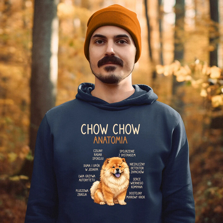 Chow chow - anatomia - męska bluza na prezent