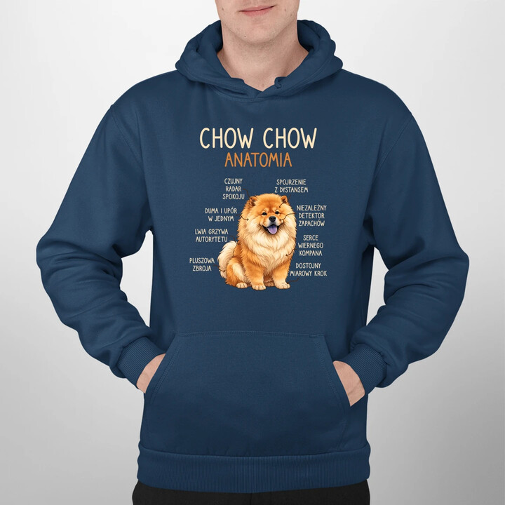 Chow chow - anatomia - męska bluza na prezent