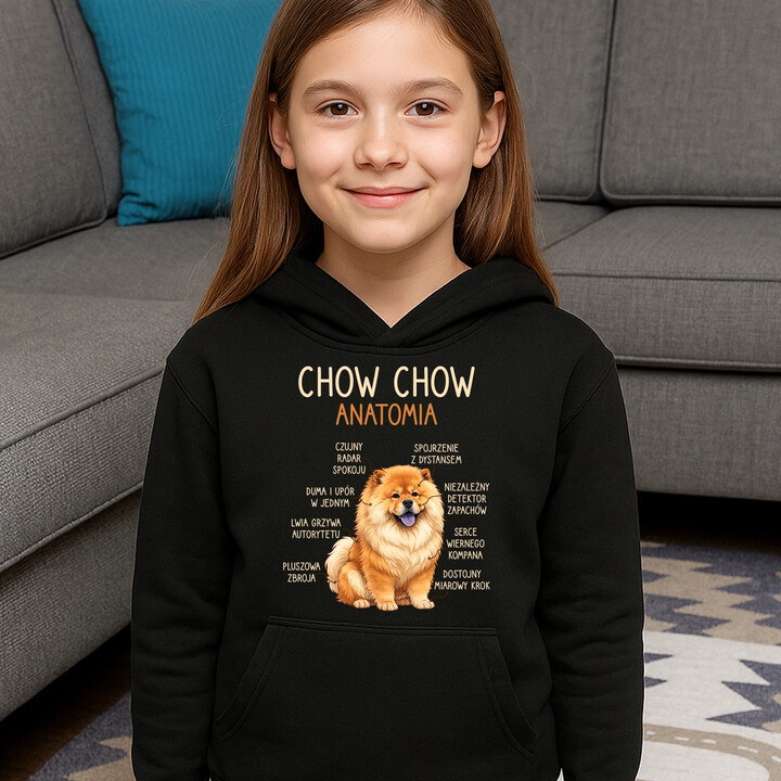 Chow chow - anatomia - dziecięca bluza na prezent