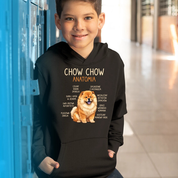 Chow chow - anatomia - dziecięca bluza na prezent