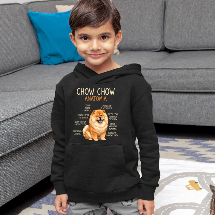Chow chow - anatomia - dziecięca bluza na prezent