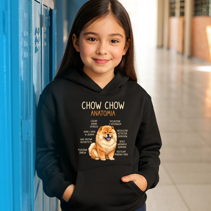 Chow chow - anatomia - dziecięca bluza na prezent