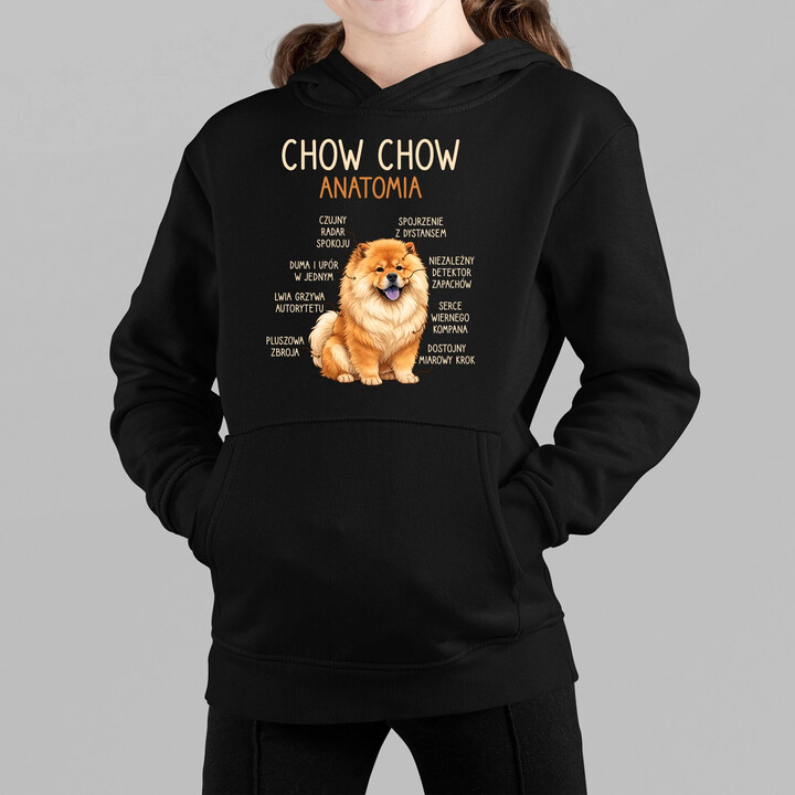 Chow chow - anatomia - dziecięca bluza na prezent