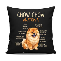 Chow chow - anatomia - czarna poduszka na prezent