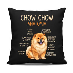 Chow chow - anatomia - czarna poduszka na prezent