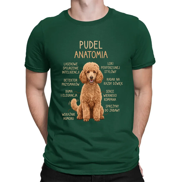 Pudel - anatomia - męska koszulka na prezent