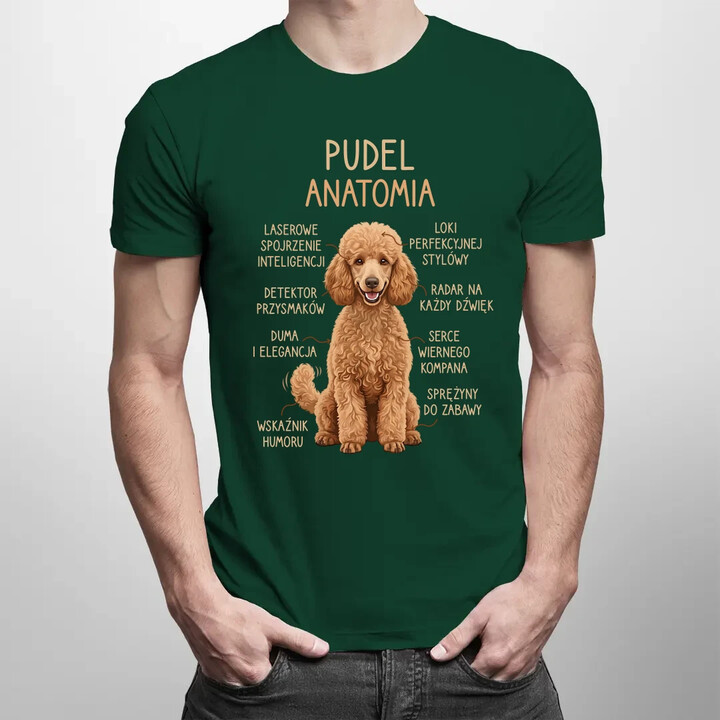 Pudel - anatomia - męska koszulka na prezent
