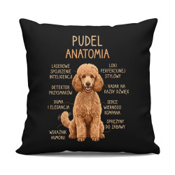 Pudel - anatomia - czarna poduszka na prezent