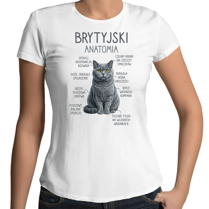 Brytyjski - anatomia - damska koszulka na prezent