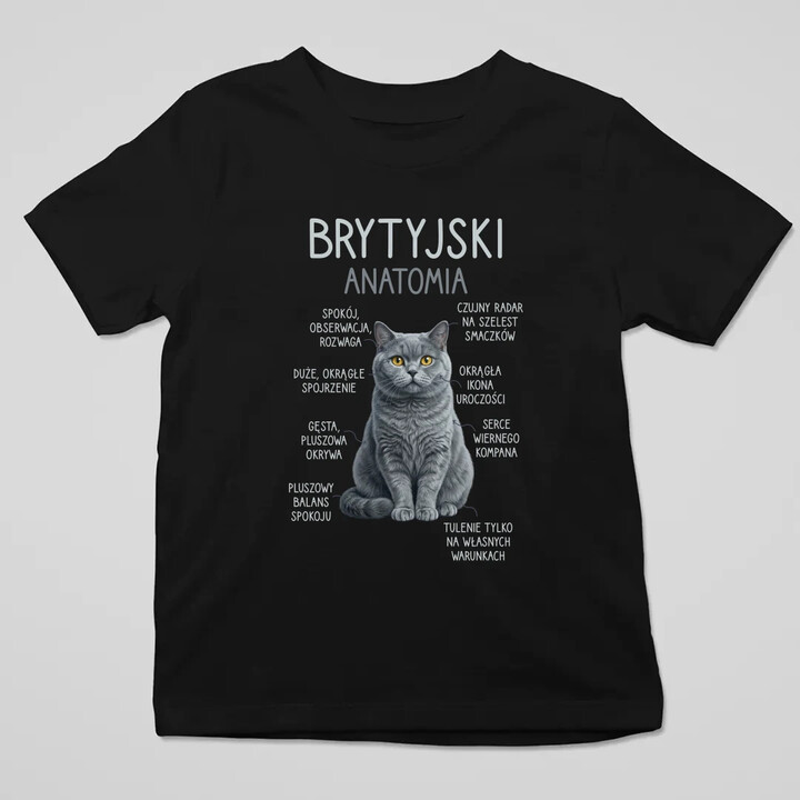 Brytyjski - anatomia - dziecięca koszulka na prezent