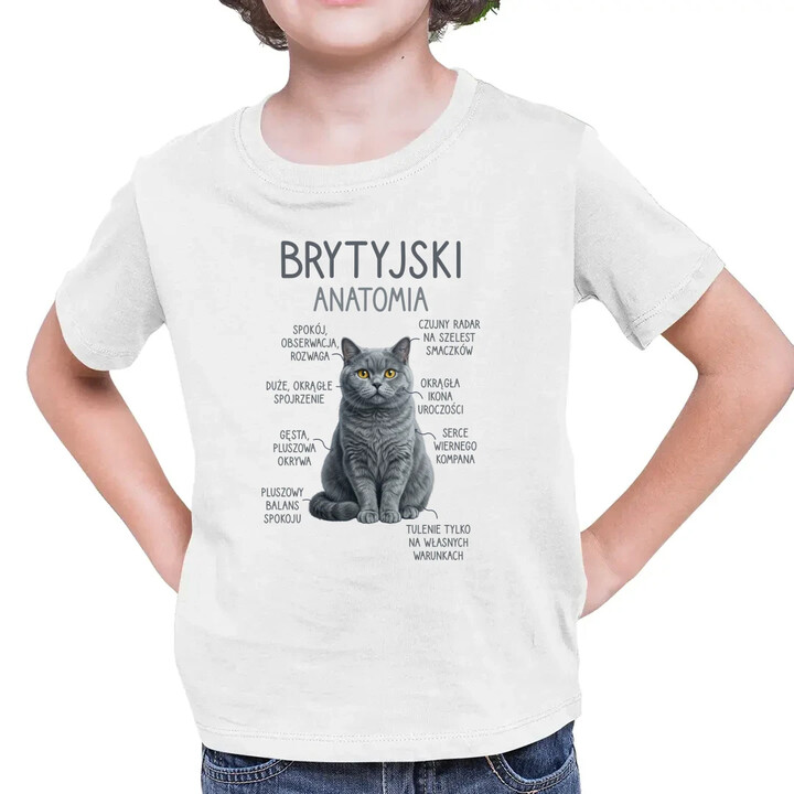 Brytyjski - anatomia - dziecięca koszulka na prezent