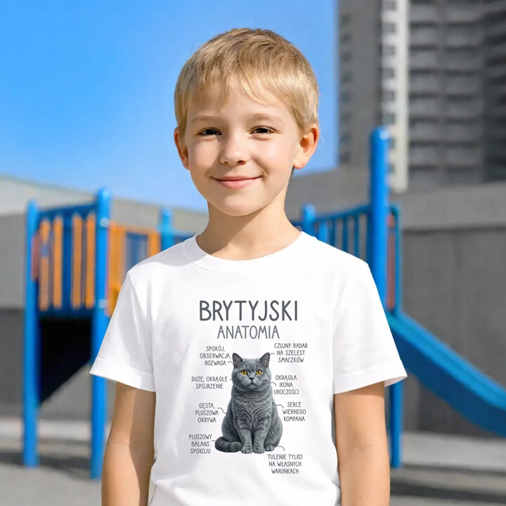 Brytyjski - anatomia - dziecięca koszulka na prezent