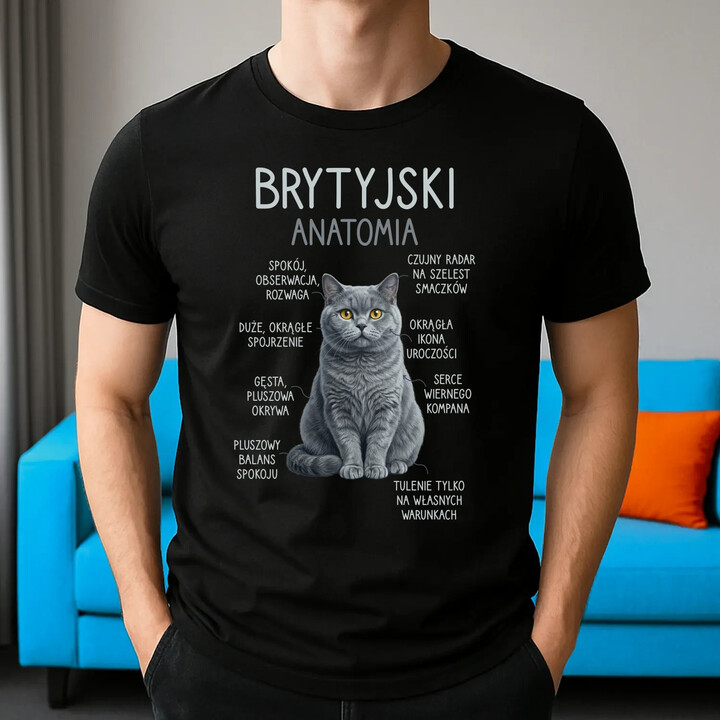 Brytyjski - anatomia - męska koszulka na prezent