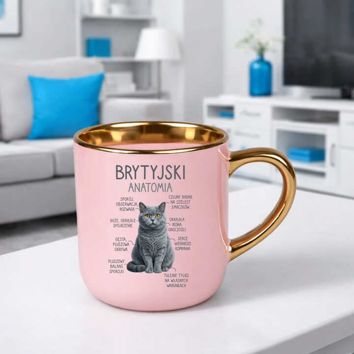 Brytyjski - anatomia - elegancki kubek na prezent