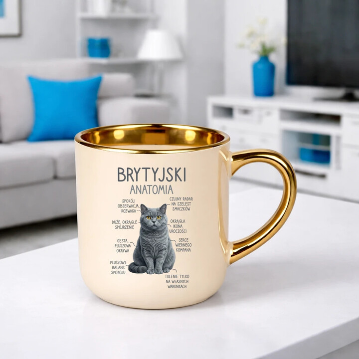 Brytyjski - anatomia - elegancki kubek na prezent