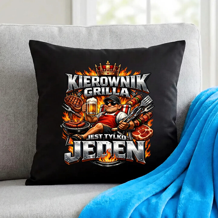 Kierownik grilla jest tylko jeden - czarna poduszka na prezent