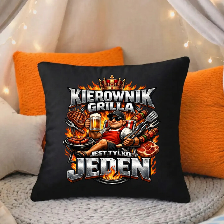 Kierownik grilla jest tylko jeden - czarna poduszka na prezent