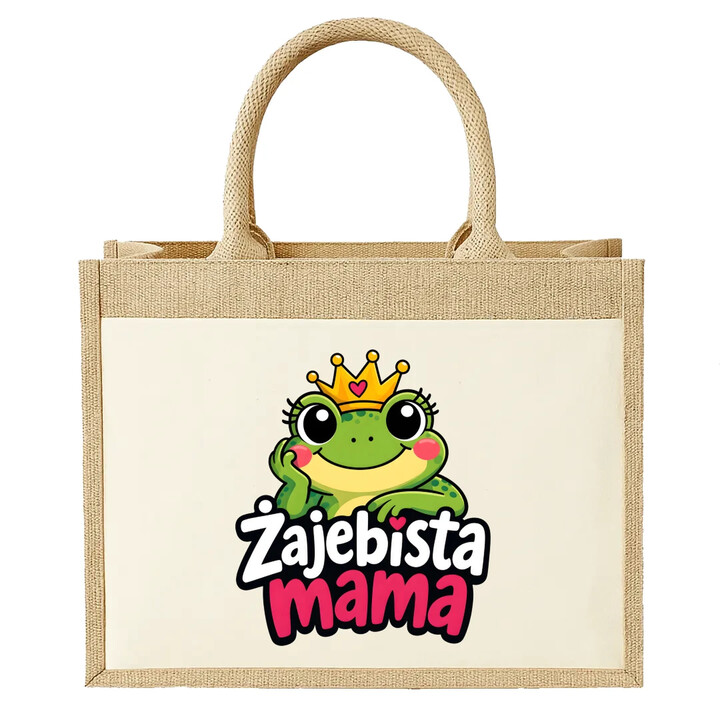 Żajebista mama v3 - Torba z juty na prezent