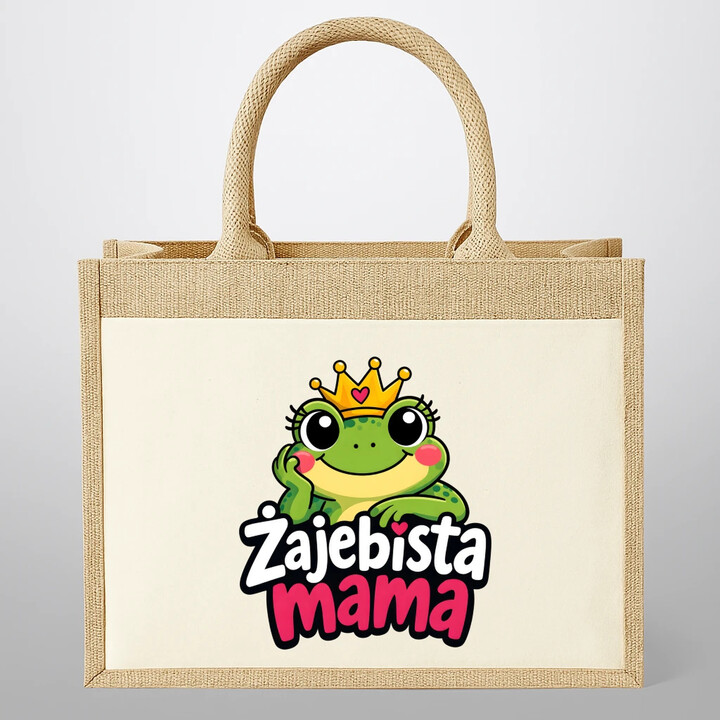Żajebista mama v3 - Torba z juty na prezent