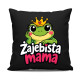 Żajebista mama v3 - czarna poduszka na prezent