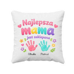 Najlepsza mama jest zaklepana + imiona - poduszka na prezent - produkt personalizowany