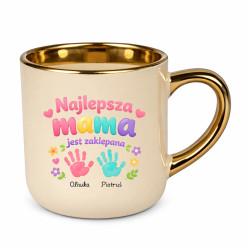 Najlepsza mama jest zaklepana + imiona - kubek elegancki na prezent - produkt personalizowany