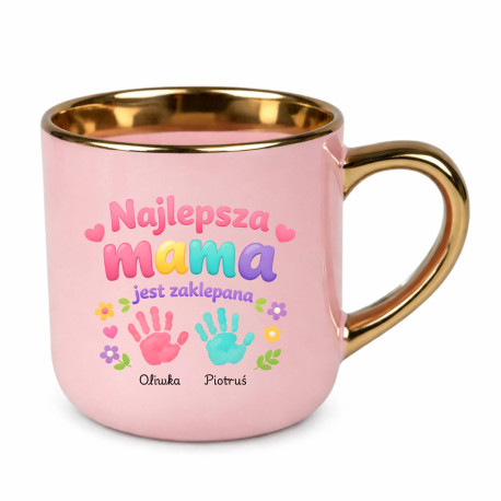 Najlepsza mama jest zaklepana + imiona - kubek elegancki na prezent - produkt personalizowany