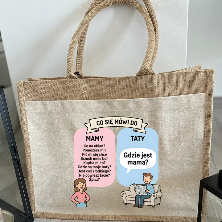 Co się mówi do mamy - Torba z juty na prezent