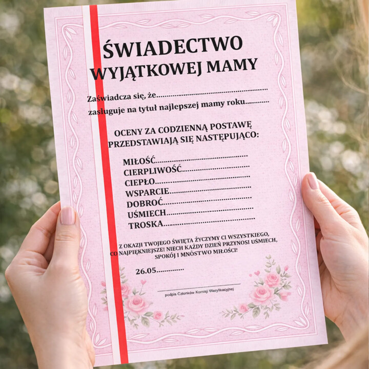 Świadectwo wyjątkowej mamy - prezent dla mamy