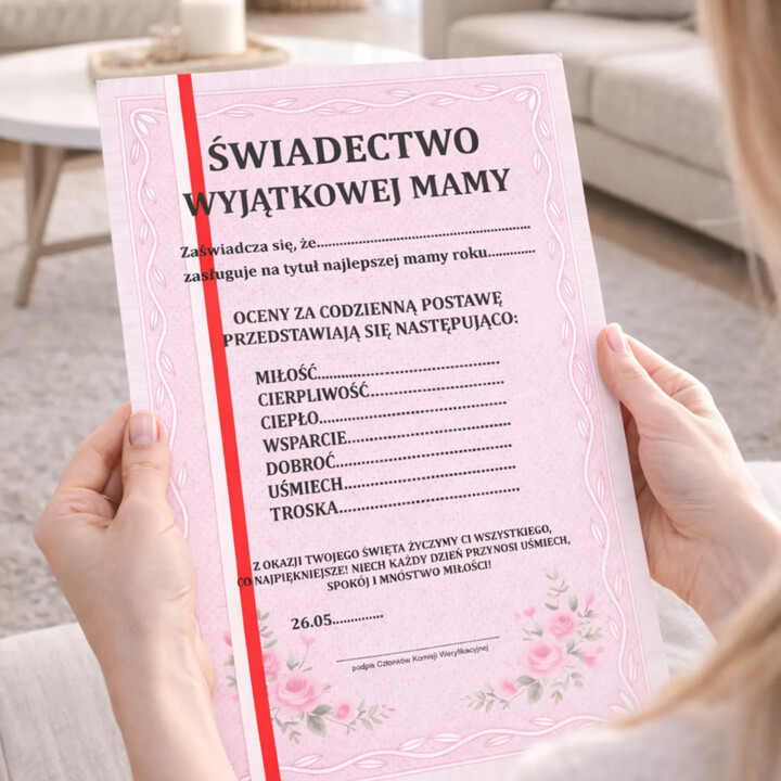 Świadectwo wyjątkowej mamy - prezent dla mamy